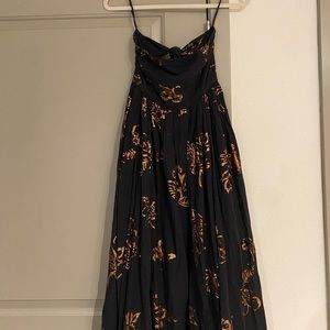 Free people midi dress, open back with bow, worn once